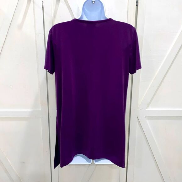 JM Collection Oversized Tunic Top In Purple With Gold Tone Circle Detail Size S - Picture 5 of 11